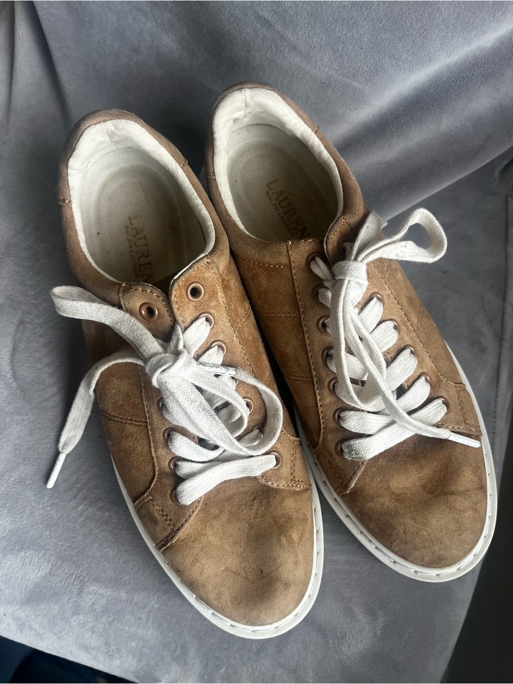 Lauren Ralph Lauren Tan Suede Men's Lace-Up Sneakers